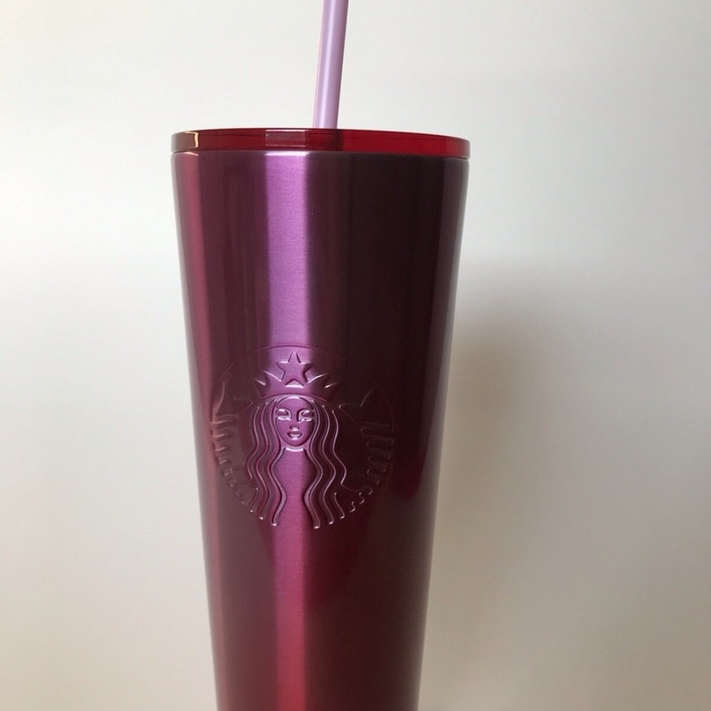 Starbucks Metallic Red Gradient Tumbler with Straw